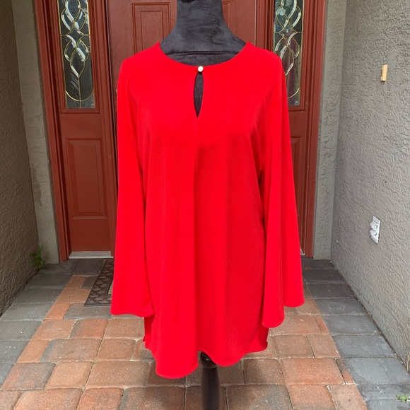 Lauren Ralph Lauren Tops - Lauren Ralph Lauren Red Bell Sleeve Tunic Top